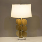 Lampe à poser moderne Larkin en Tissu, Fer, Marbre, Métal Doré