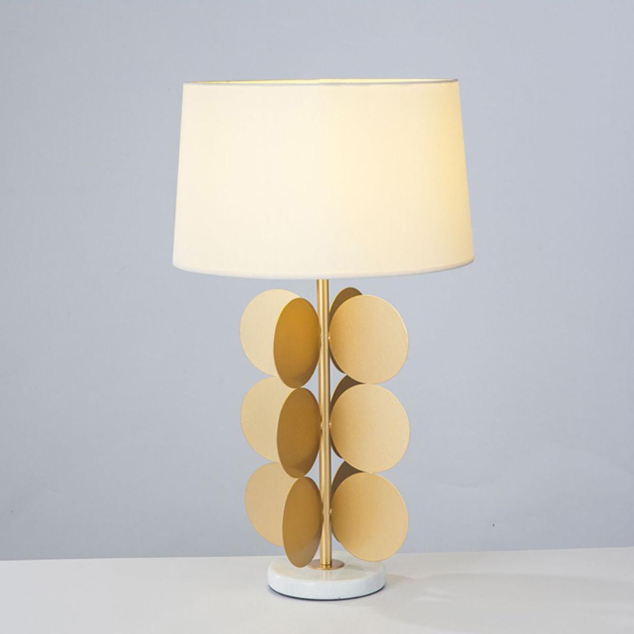 Lampe à poser moderne Larkin en Tissu, Fer, Marbre, Métal Doré