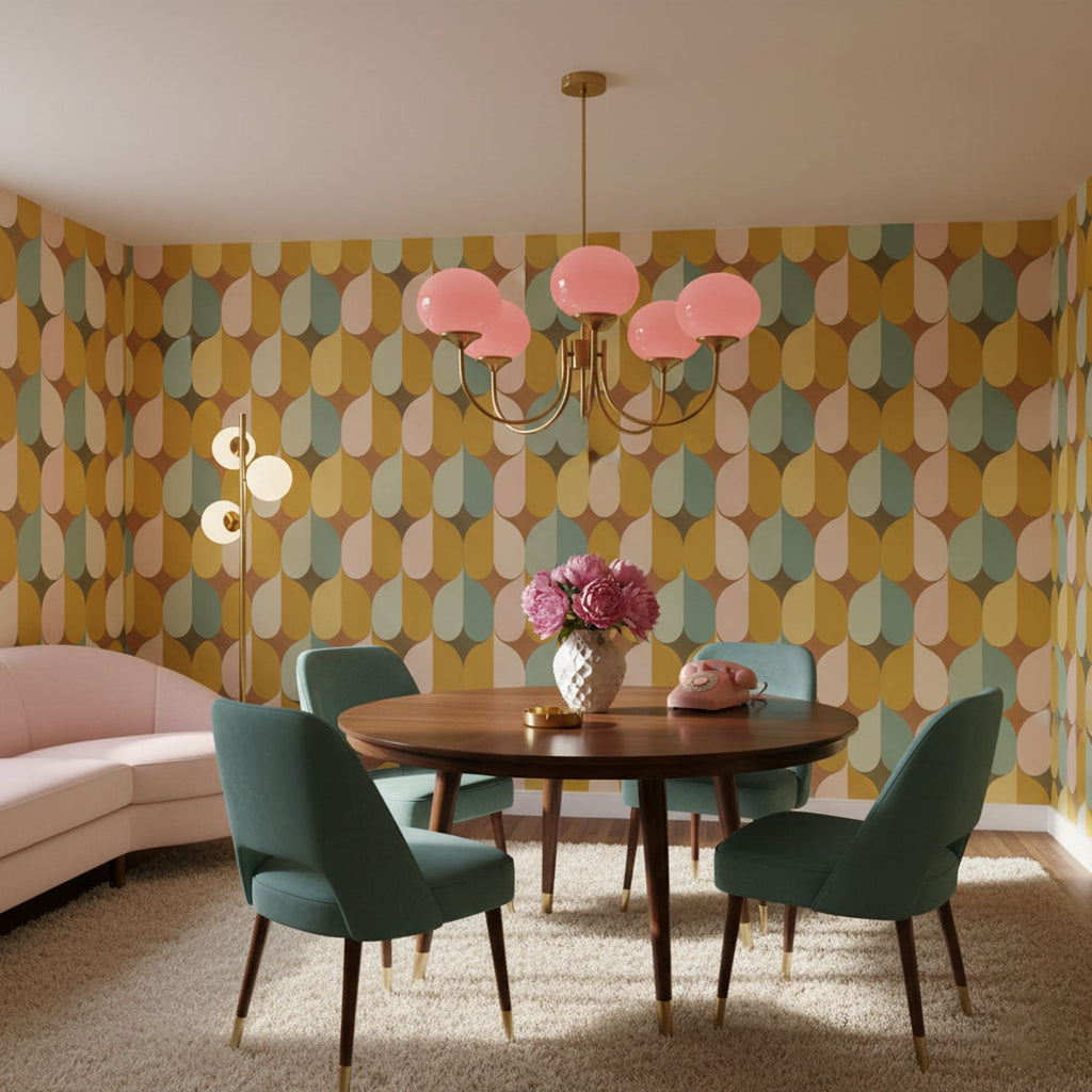 Lustre moderne Jonas en Fer, Métal, Verre Chrome et rose