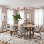 Lustre moderne Jonas en Fer, Métal, Verre Chrome et rose