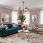 Lustre moderne Jonas en Fer, Métal, Verre Chrome et rose