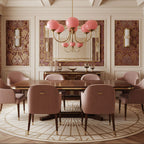 Lustre moderne Jonas en Fer, Métal, Verre Chrome et rose