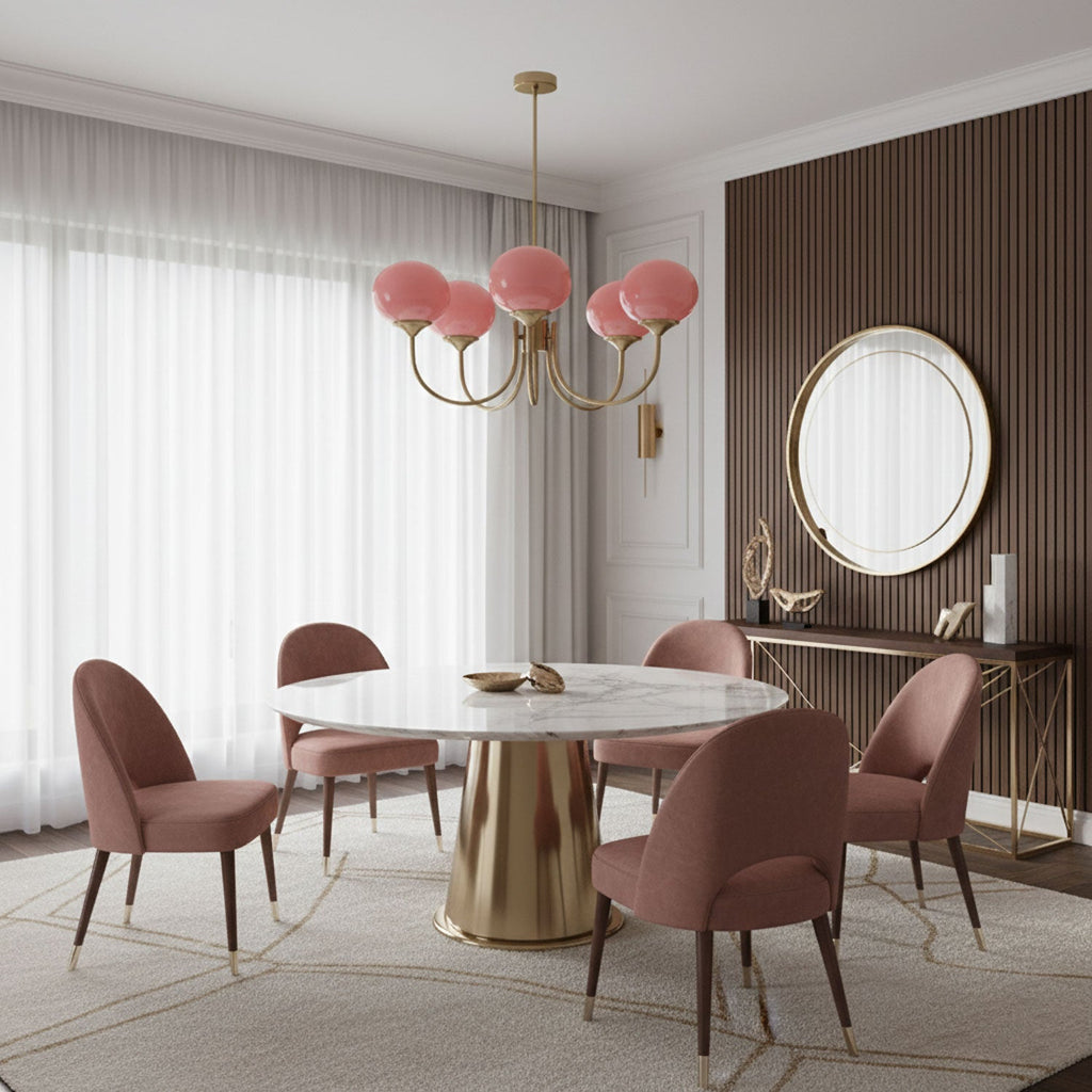 Lustre moderne Jonas en Fer, Métal, Verre Chrome et crème