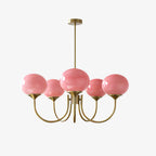 Lustre moderne Jonas en Fer, Métal, Verre Chrome et rose