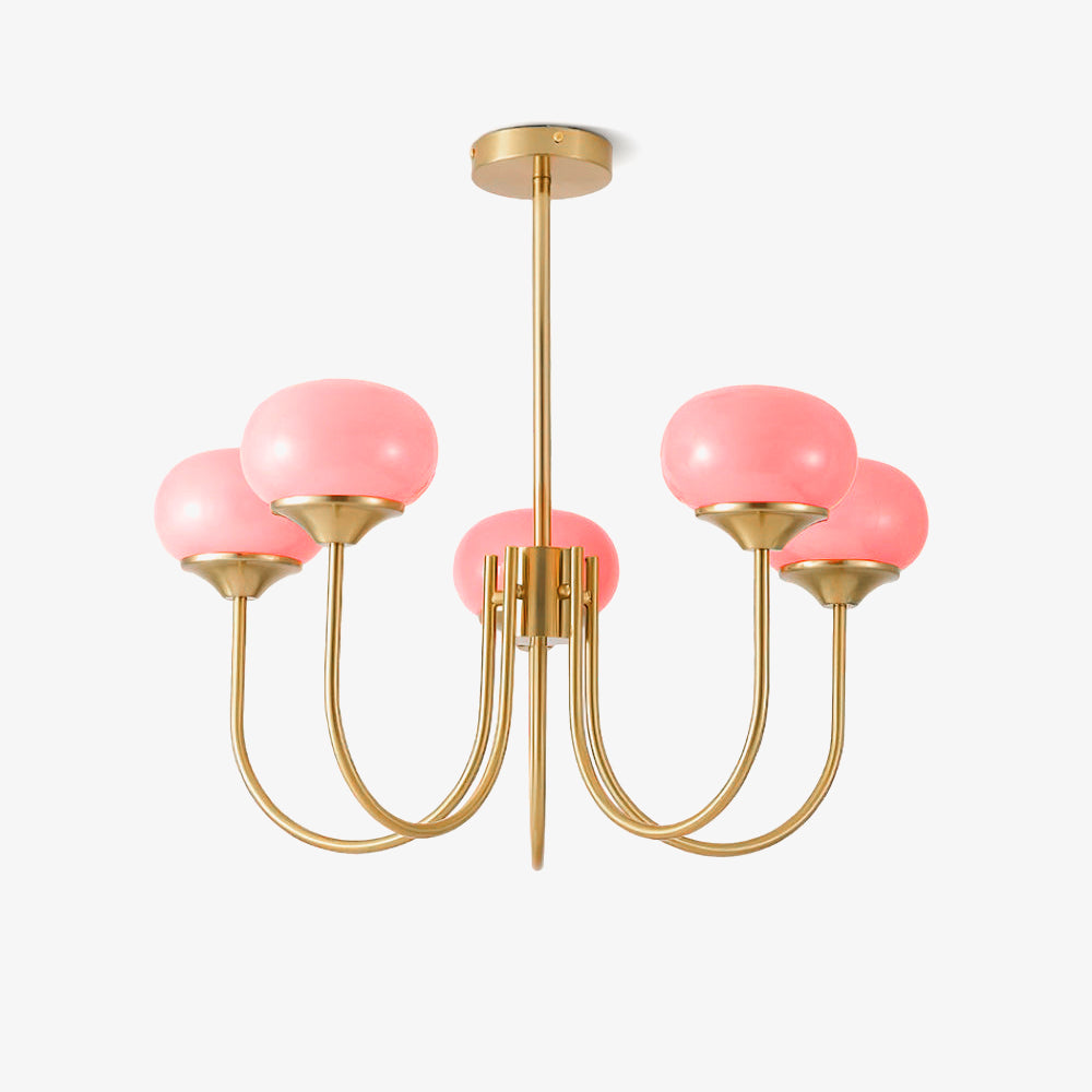 Lustre moderne Jonas en Fer, Métal, Verre Cuivre et blanc