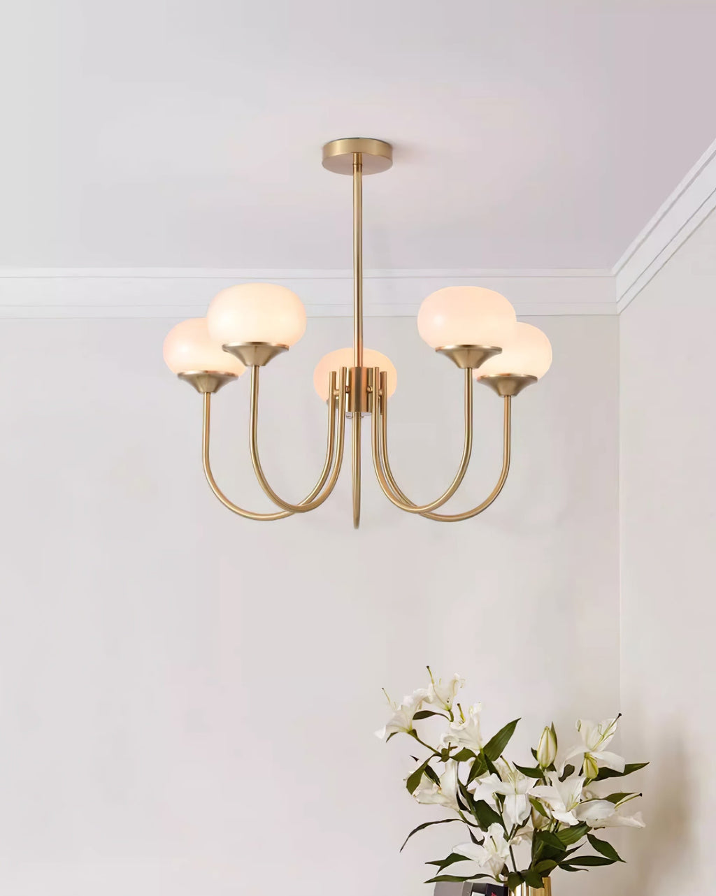 Lustre moderne Jonas en Fer, Métal, Verre Cuivre et crème