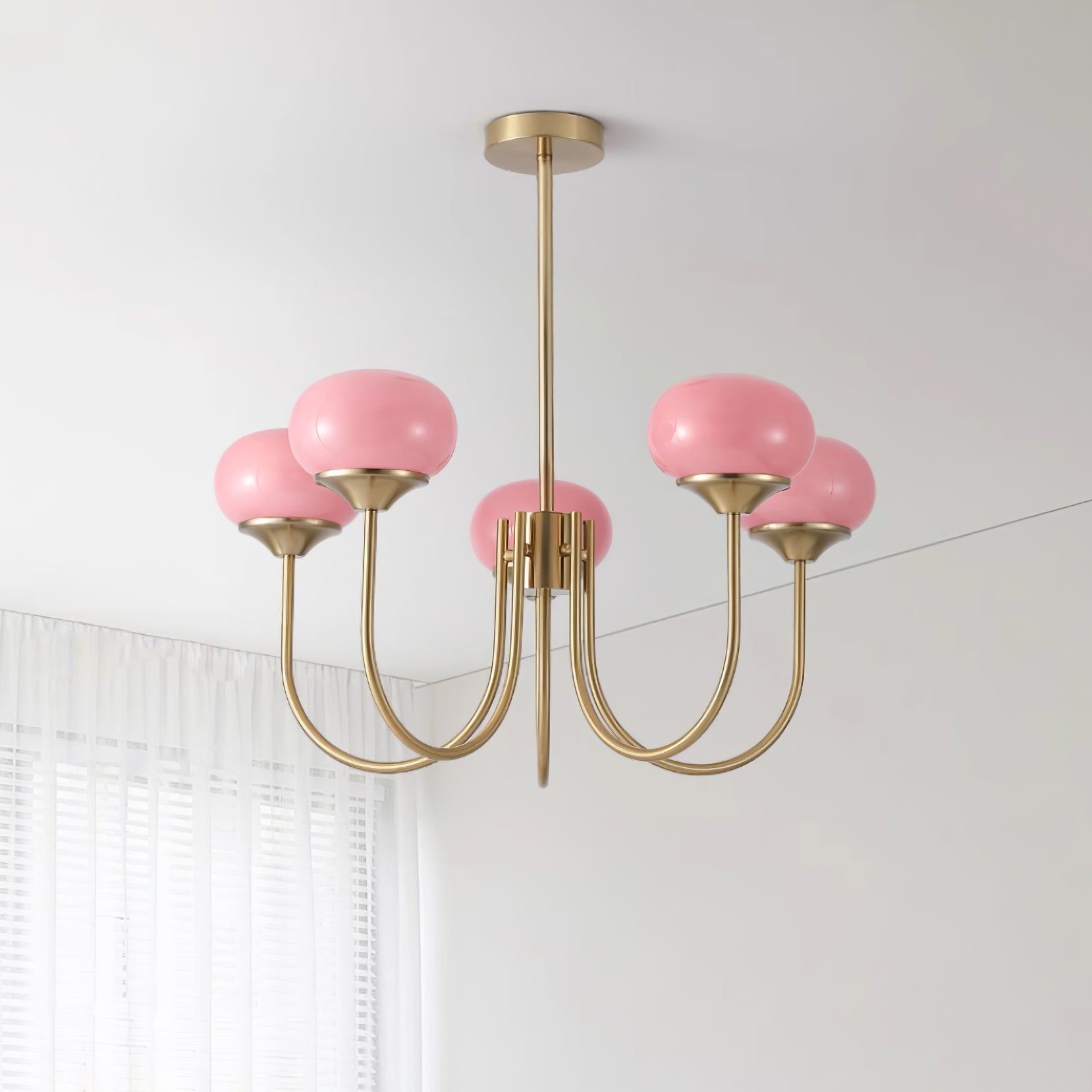 Lustre moderne Jonas en Fer, Métal, Verre Cuivre et crème