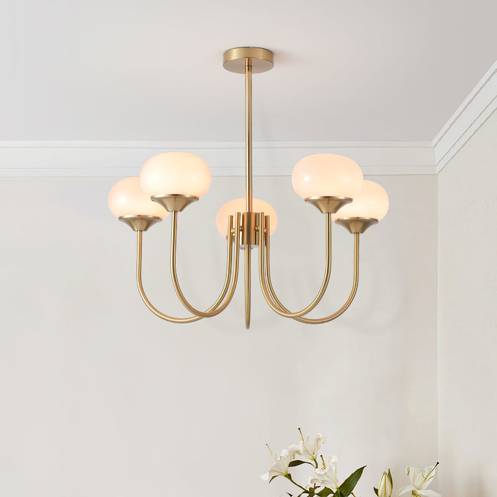 Lustre moderne Jonas en Fer, Métal, Verre Cuivre et blanc