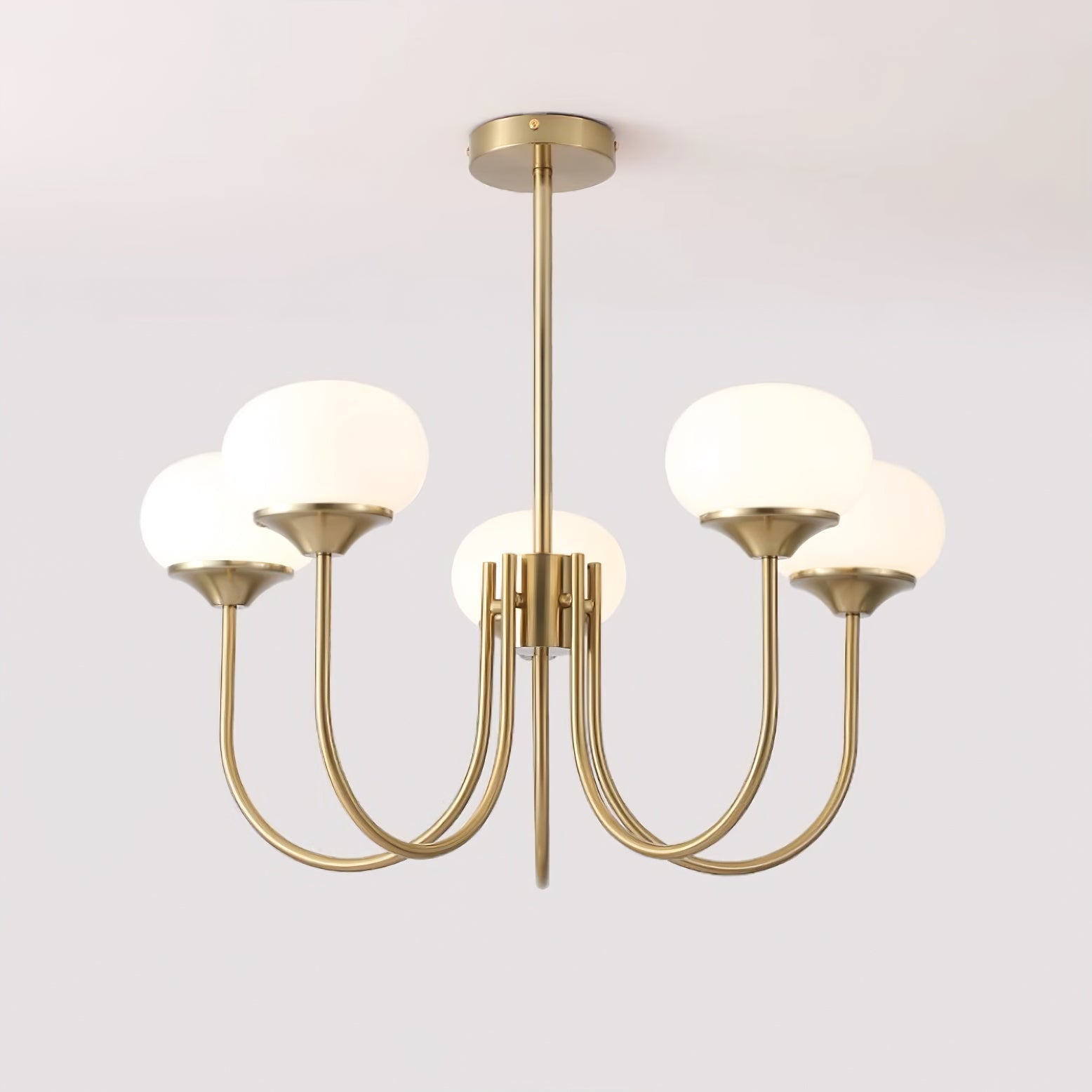 Lustre moderne Jonas en Fer, Métal, Verre Chrome et crème