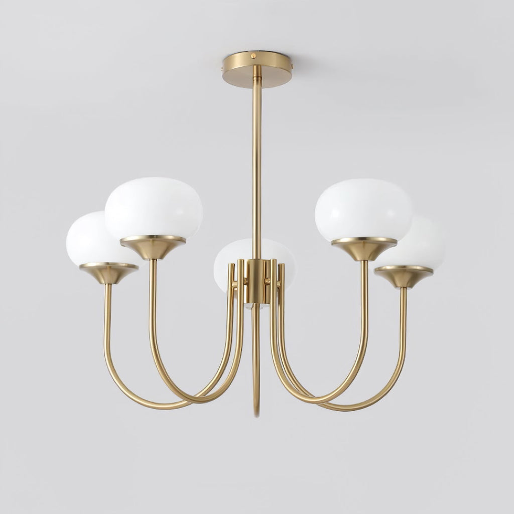 Lustre moderne Jonas en Fer, Métal, Verre Cuivre et blanc
