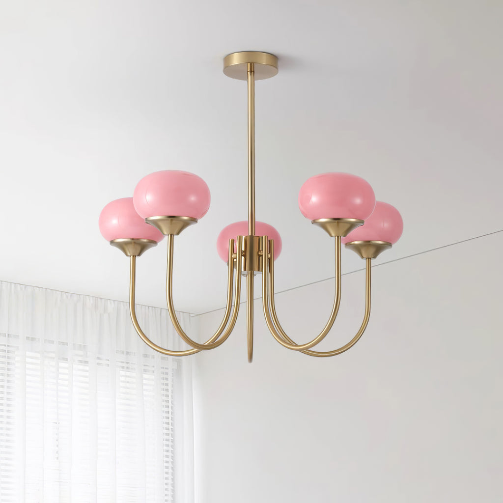 Lustre moderne Jonas en Fer, Métal, Verre Chrome et crème