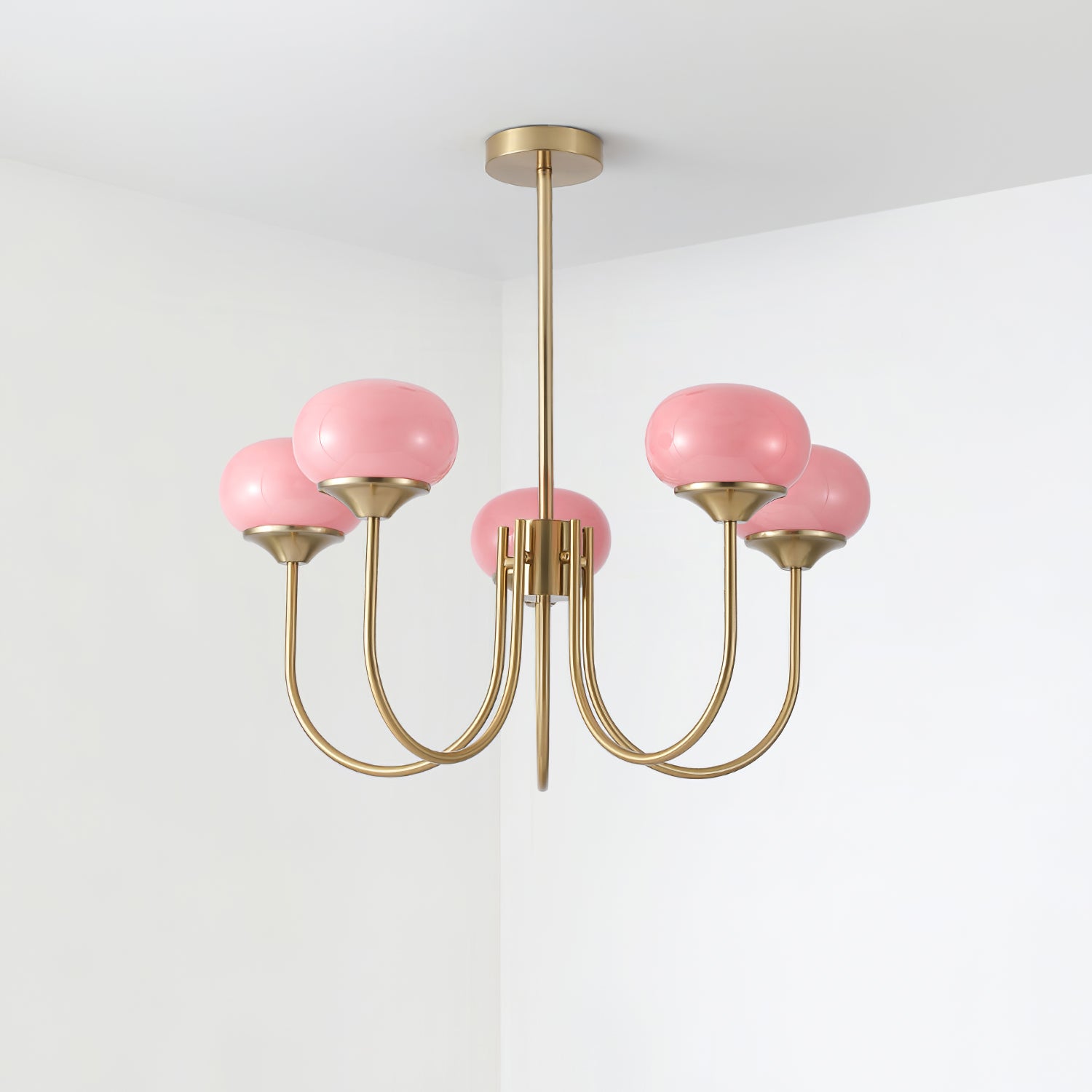 Lustre moderne Jonas en Fer, Métal, Verre Chrome et crème