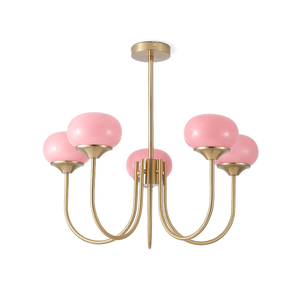 Lustre moderne Jonas en Fer, Métal, Verre Chrome et crème