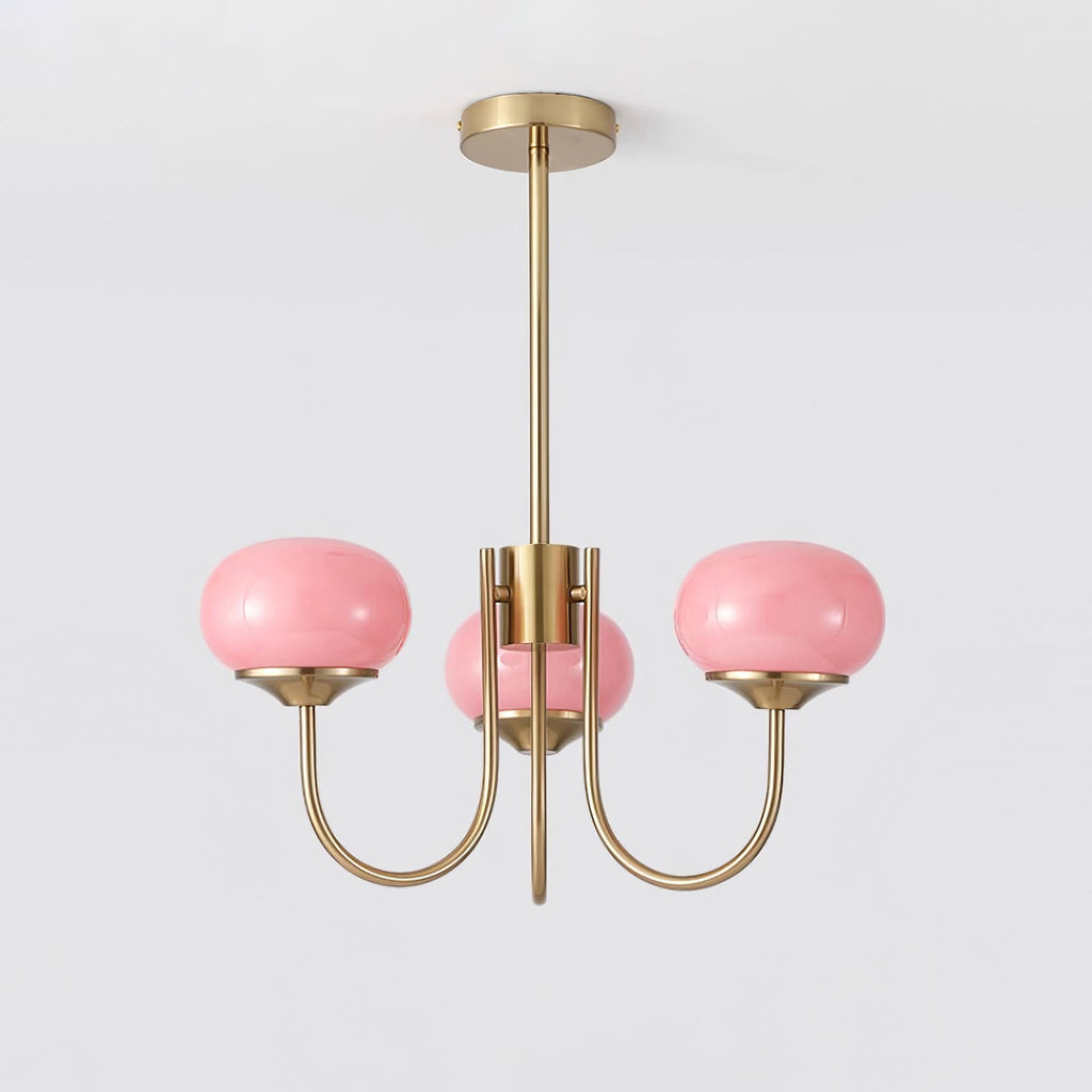 Lustre moderne Jonas en Fer, Métal, Verre Chrome et crème