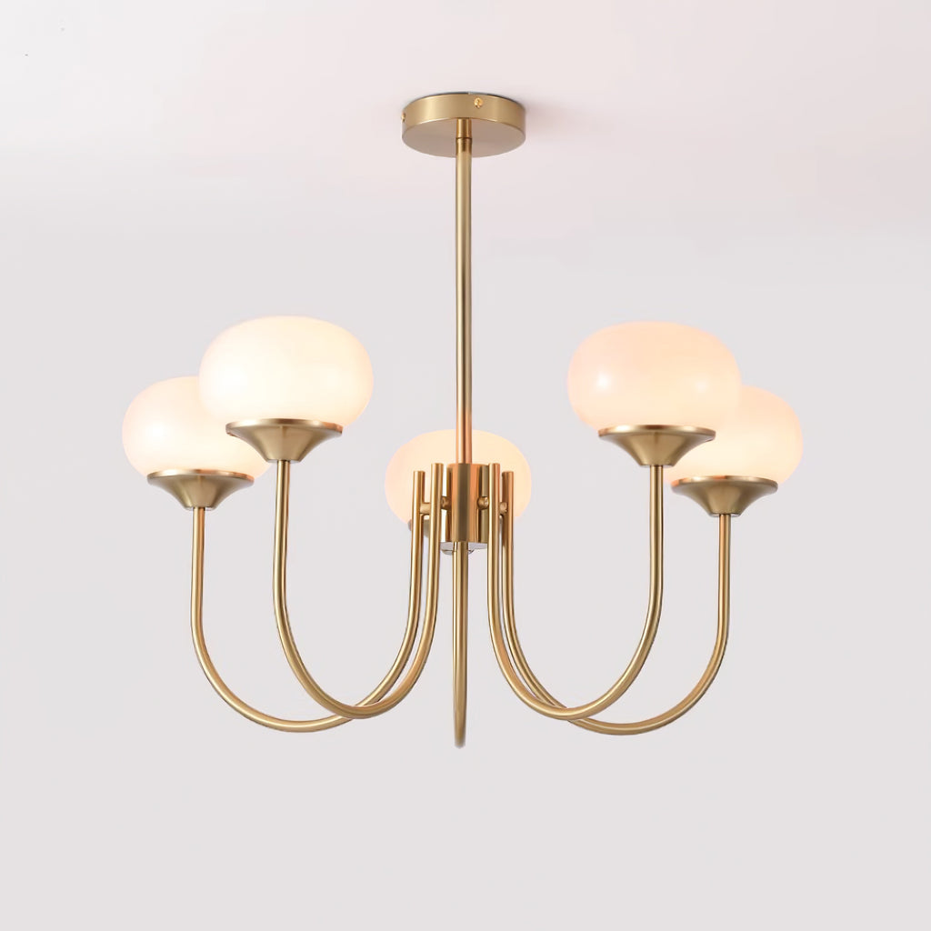 Lustre moderne Jonas en Fer, Métal, Verre Chrome et blanc