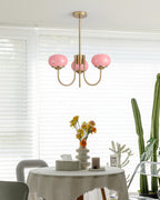 Lustre moderne Jonas en Fer, Métal, Verre Chrome et rose