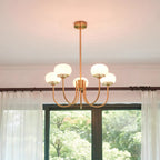 Lustre moderne Jonas en Fer, Métal, Verre Chrome et blanc