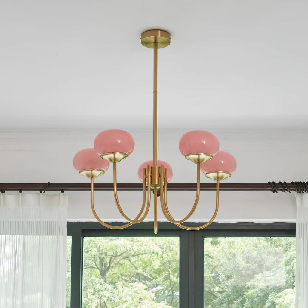 Lustre moderne Jonas en Fer, Métal, Verre Chrome et blanc