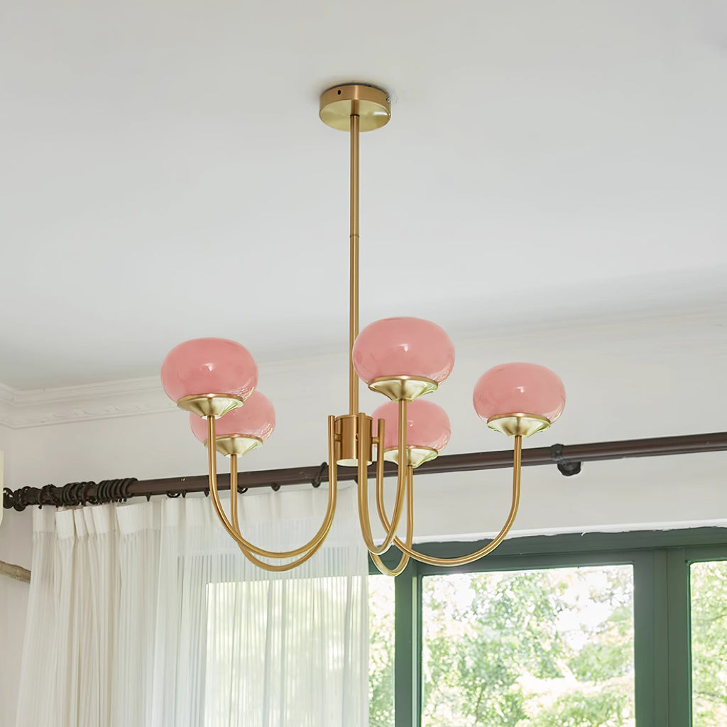 Lustre moderne Jonas en Fer, Métal, Verre Cuivre et crème