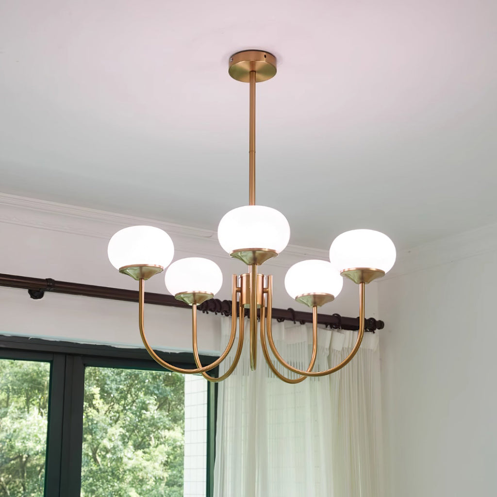 Lustre moderne Jonas en Fer, Métal, Verre Cuivre et crème
