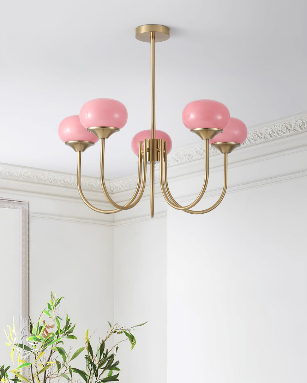 Lustre moderne Jonas en Fer, Métal, Verre Chrome et blanc