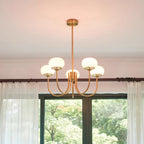 Lustre moderne Jonas en Fer, Métal, Verre Chrome et crème