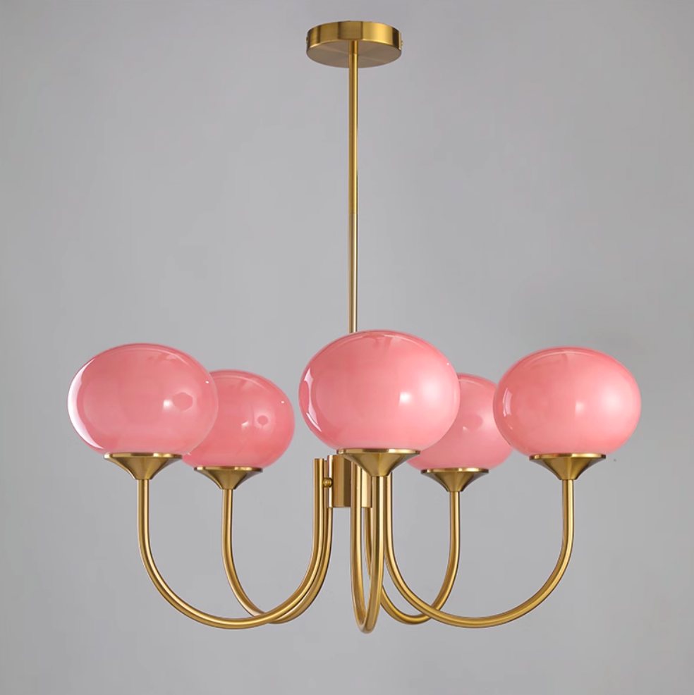 Lustre moderne Jonas en Fer, Métal, Verre Cuivre et blanc