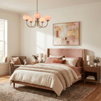 Lustre moderne Jonas en Fer, Métal, Verre Chrome et rose