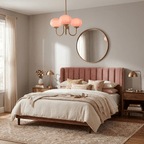 Lustre moderne Jonas en Fer, Métal, Verre Chrome et rose