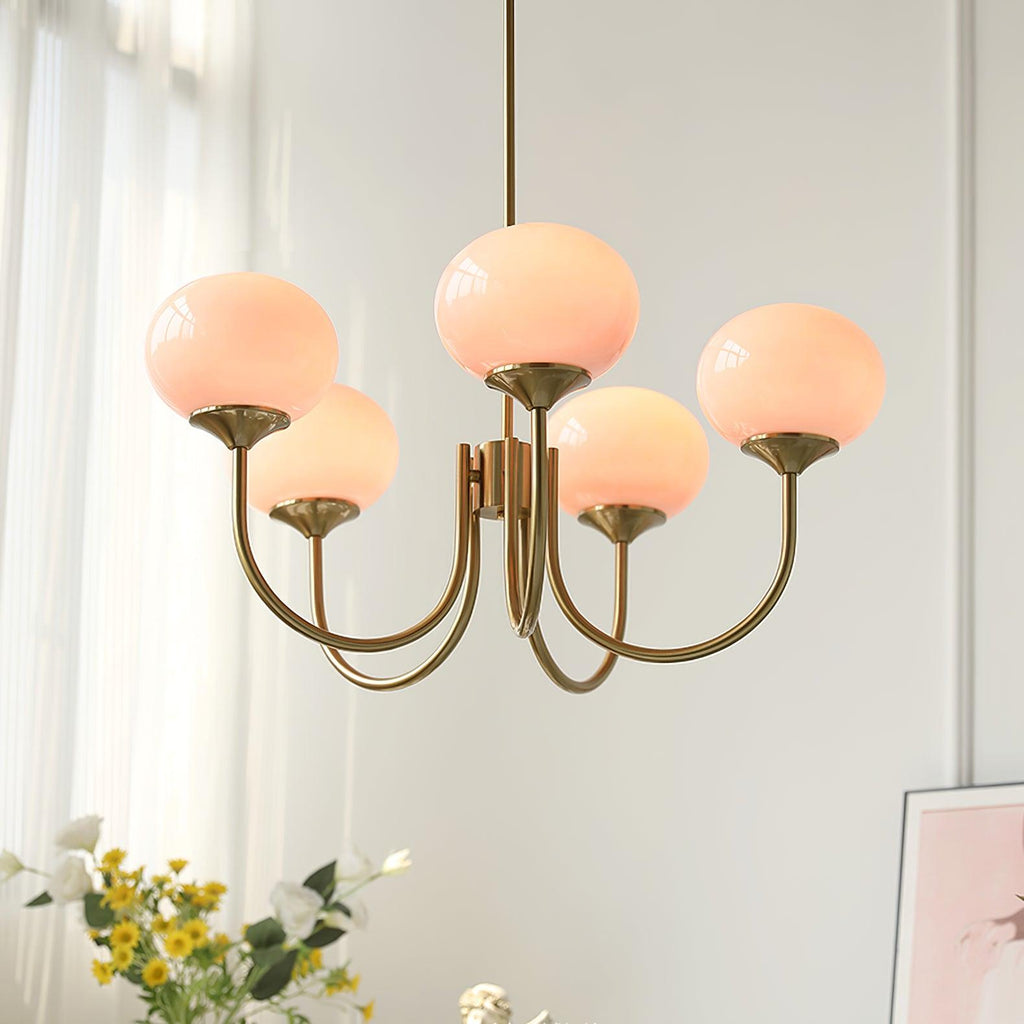 Lustre moderne Jonas en Fer, Métal, Verre Cuivre et crème