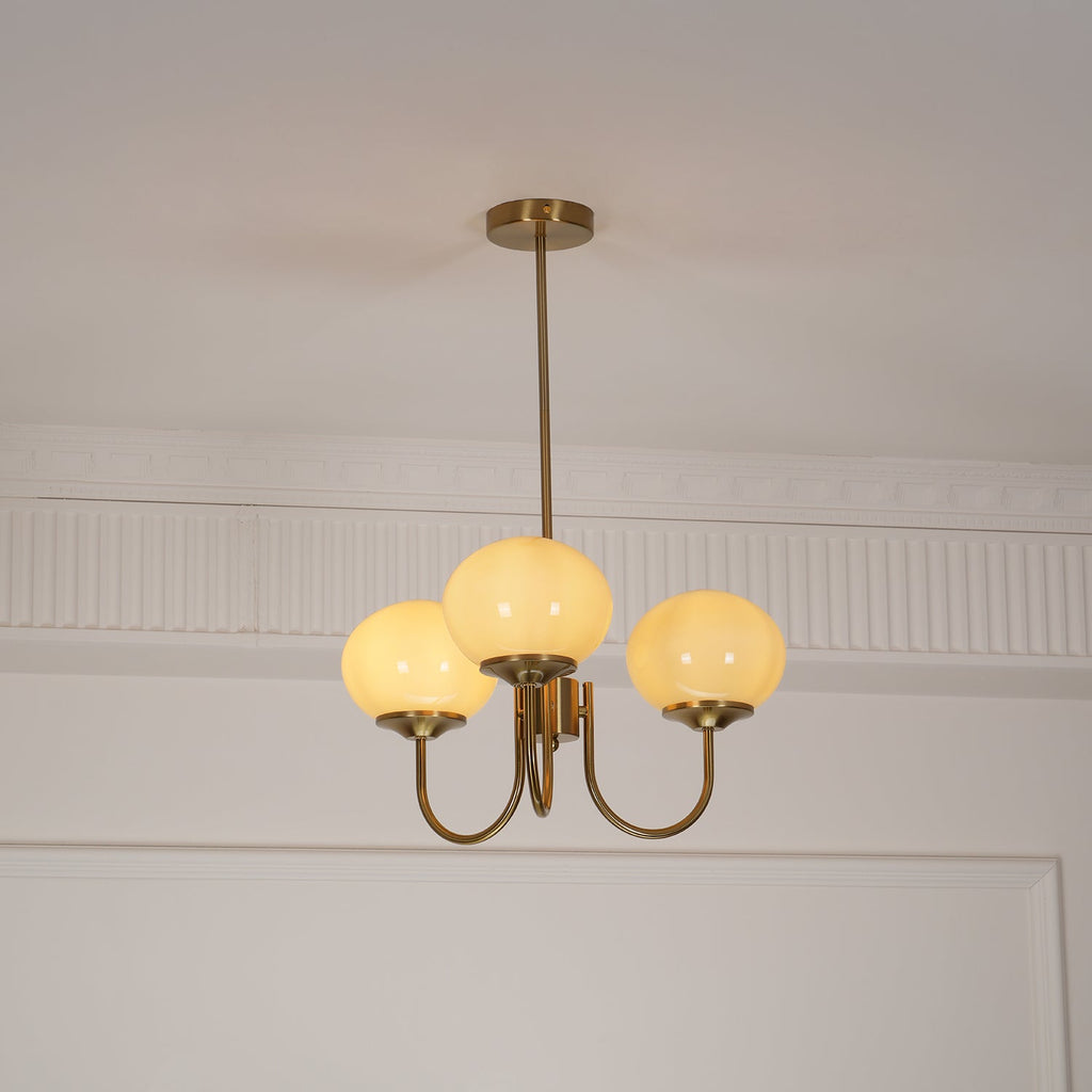 Lustre moderne Jonas en Fer, Métal, Verre Chrome et blanc