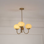 Lustre moderne Jonas en Fer, Métal, Verre Chrome et blanc