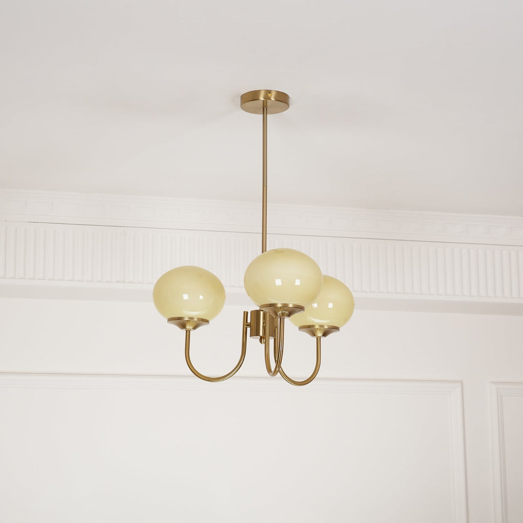 Lustre moderne Jonas en Fer, Métal, Verre Chrome et blanc
