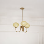 Lustre moderne Jonas en Fer, Métal, Verre Chrome et crème
