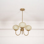 Lustre moderne Jonas en Fer, Métal, Verre Chrome et crème