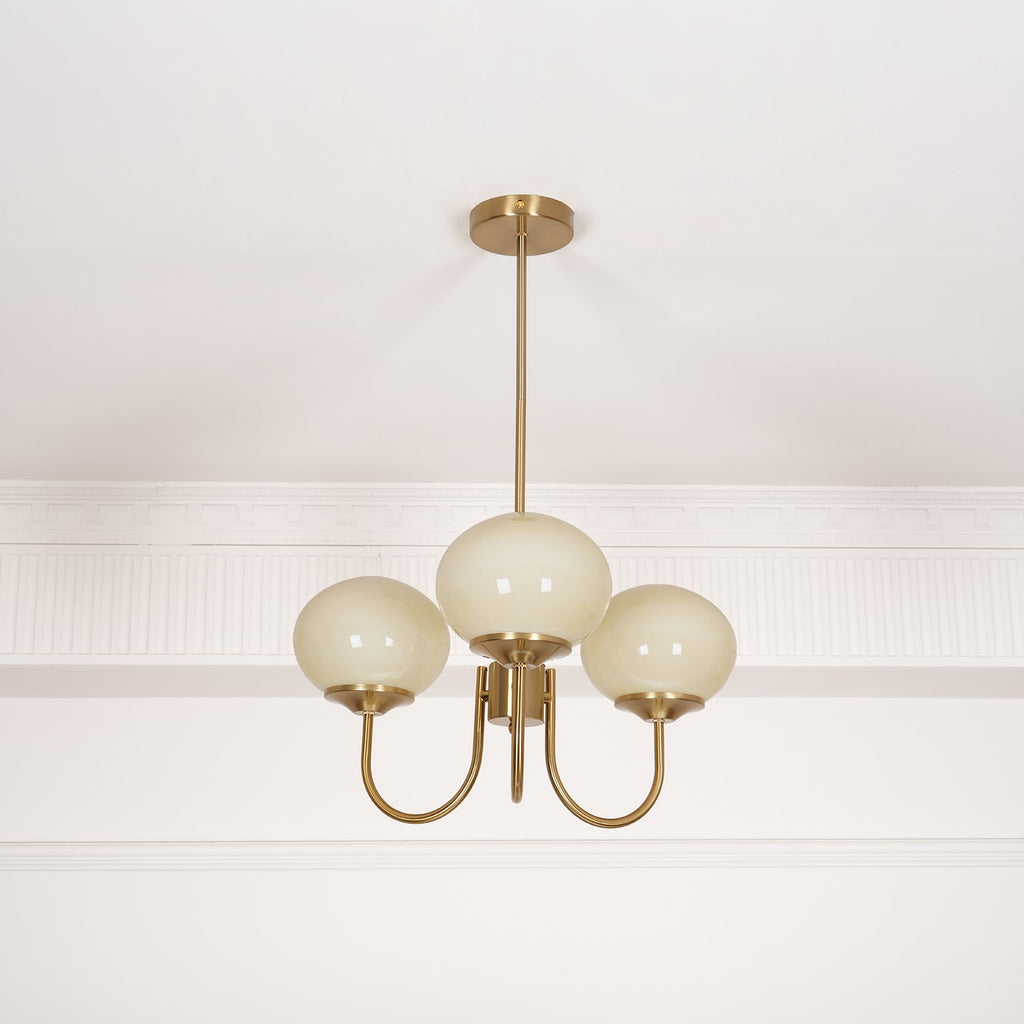 Lustre moderne Jonas en Fer, Métal, Verre Chrome et blanc