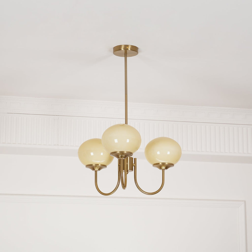 Lustre moderne Jonas en Fer, Métal, Verre Cuivre et blanc
