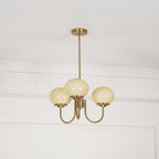 Lustre moderne Jonas en Fer, Métal, Verre Cuivre et blanc