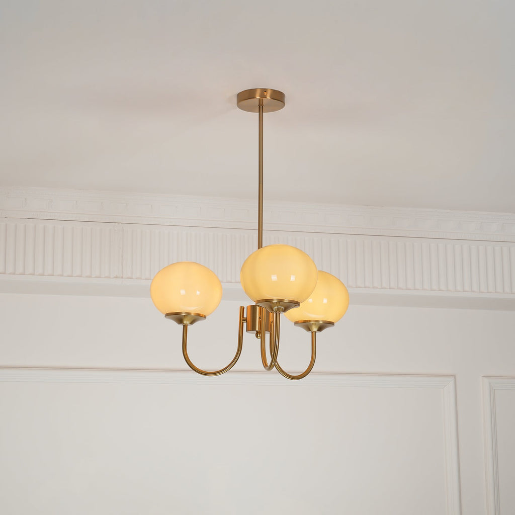 Lustre moderne Jonas en Fer, Métal, Verre Chrome et blanc