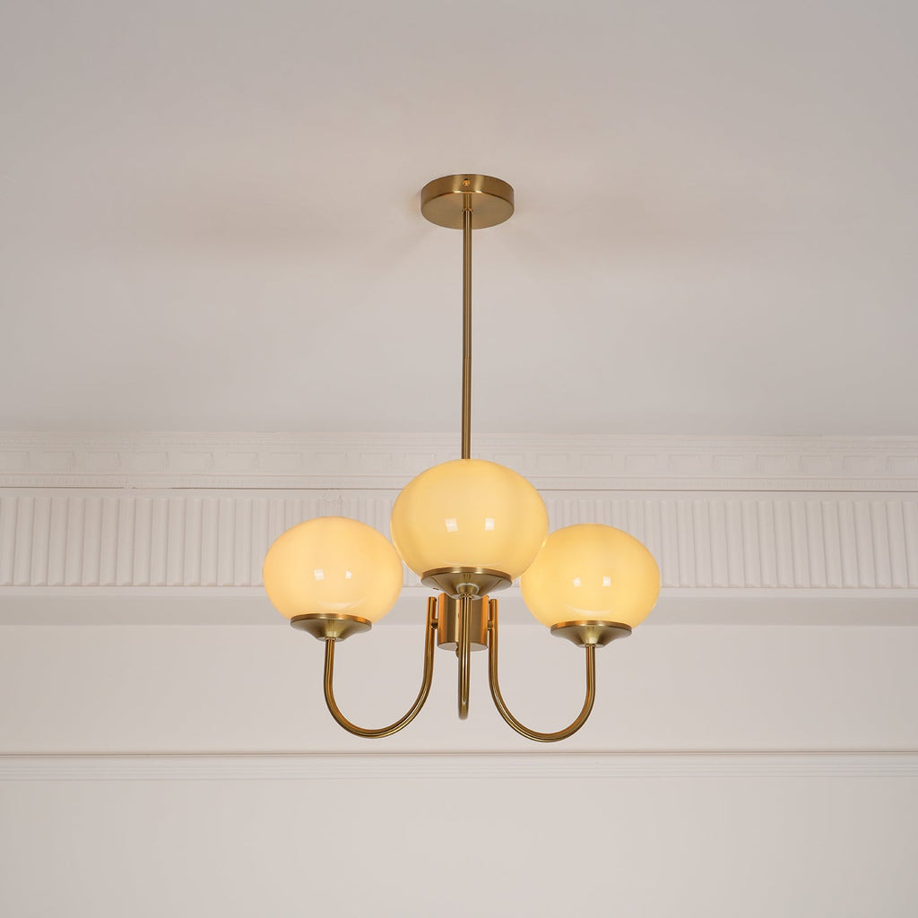 Lustre moderne Jonas en Fer, Métal, Verre Chrome et blanc