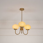 Lustre moderne Jonas en Fer, Métal, Verre Chrome et blanc