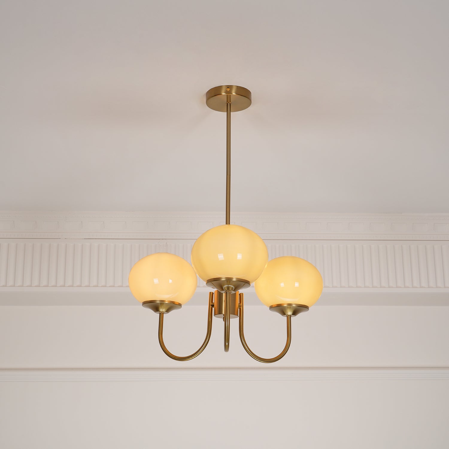Lustre moderne Jonas en Fer, Métal, Verre Cuivre et crème