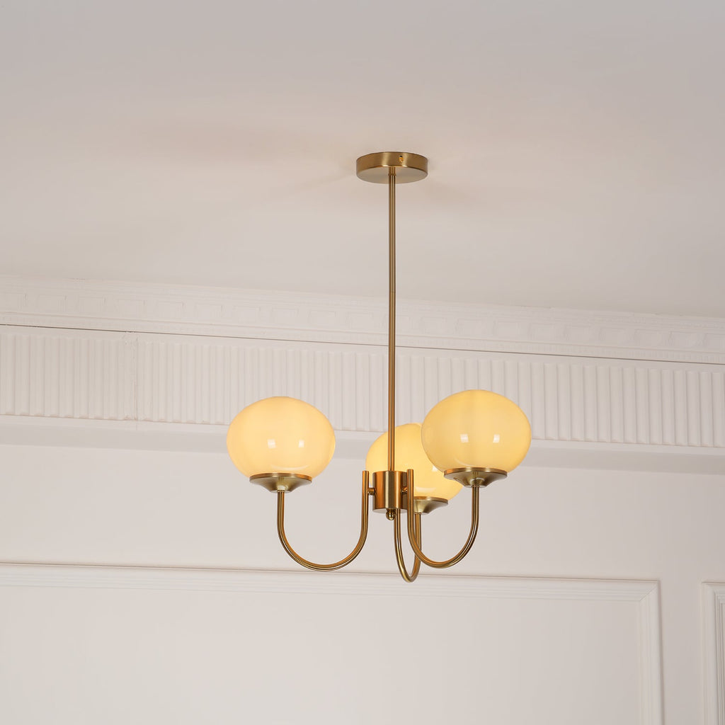 Lustre moderne Jonas en Fer, Métal, Verre Cuivre et blanc