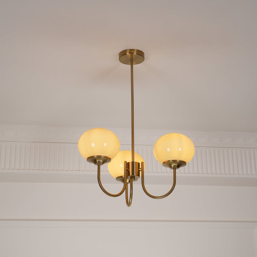 Lustre moderne Jonas en Fer, Métal, Verre Chrome et crème