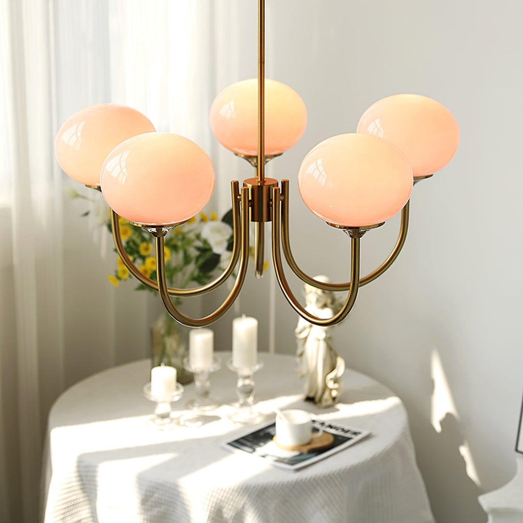 Lustre moderne Jonas en Fer, Métal, Verre Chrome et rose