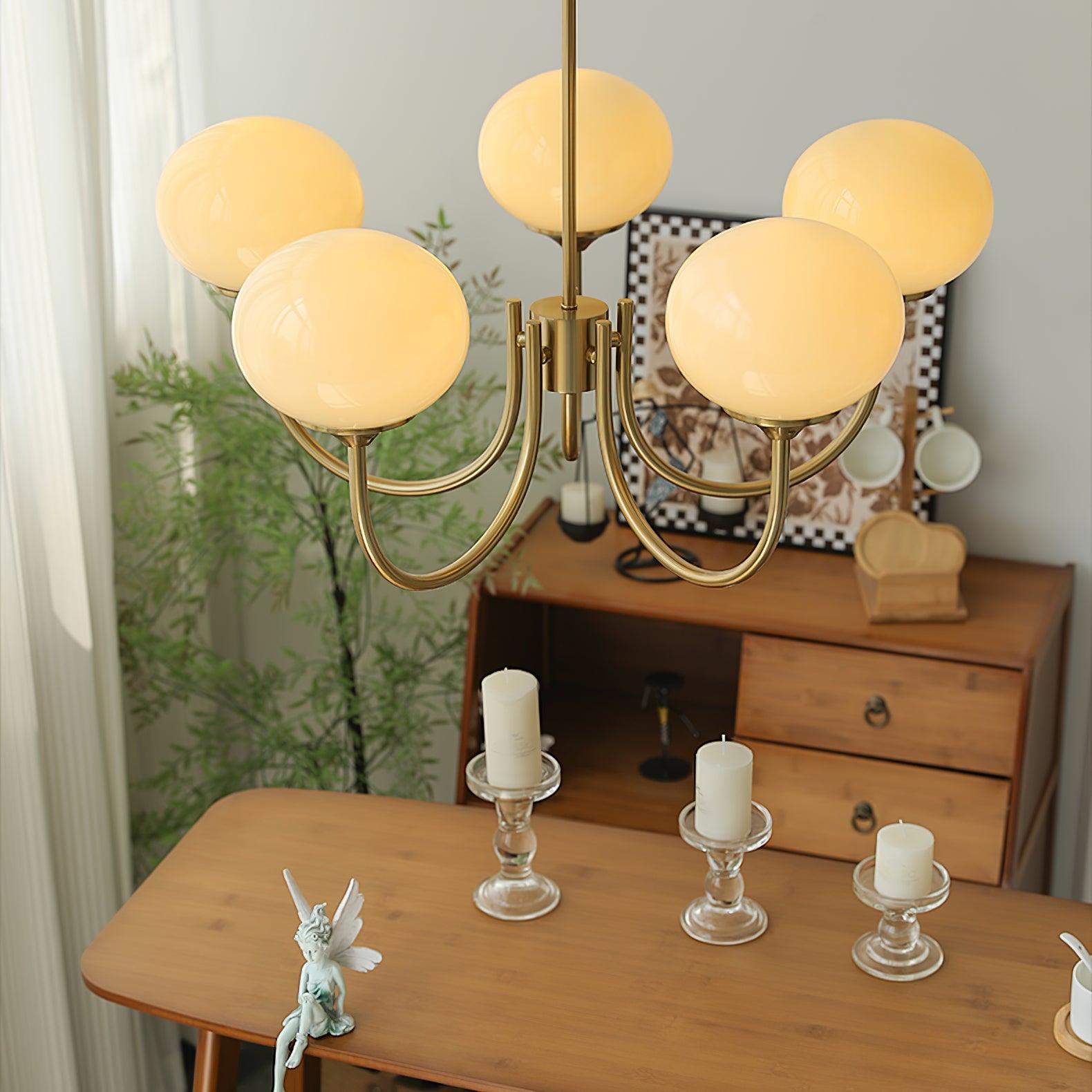Lustre moderne Jonas en Fer, Métal, Verre Chrome et crème