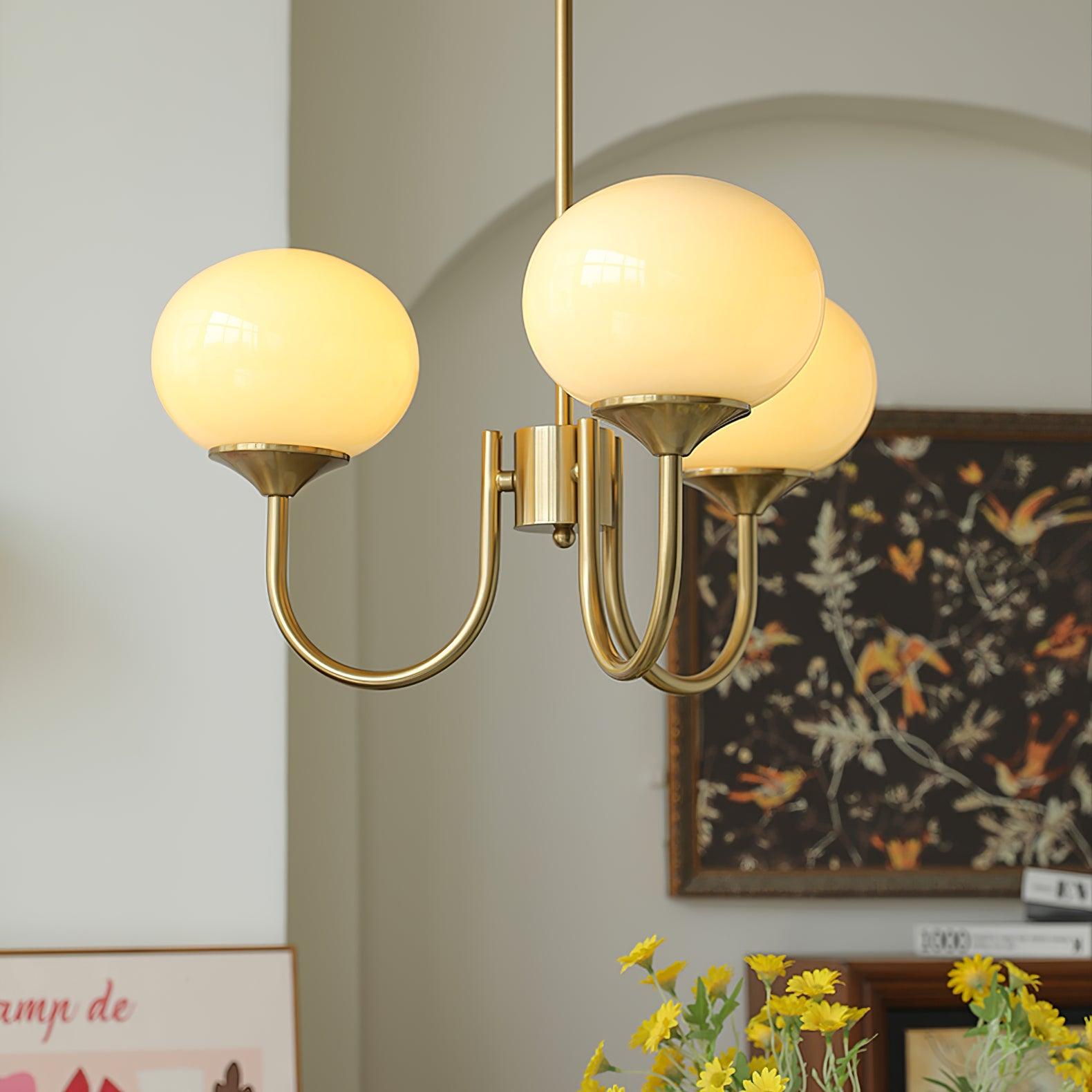 Lustre moderne Jonas en Fer, Métal, Verre Cuivre et crème
