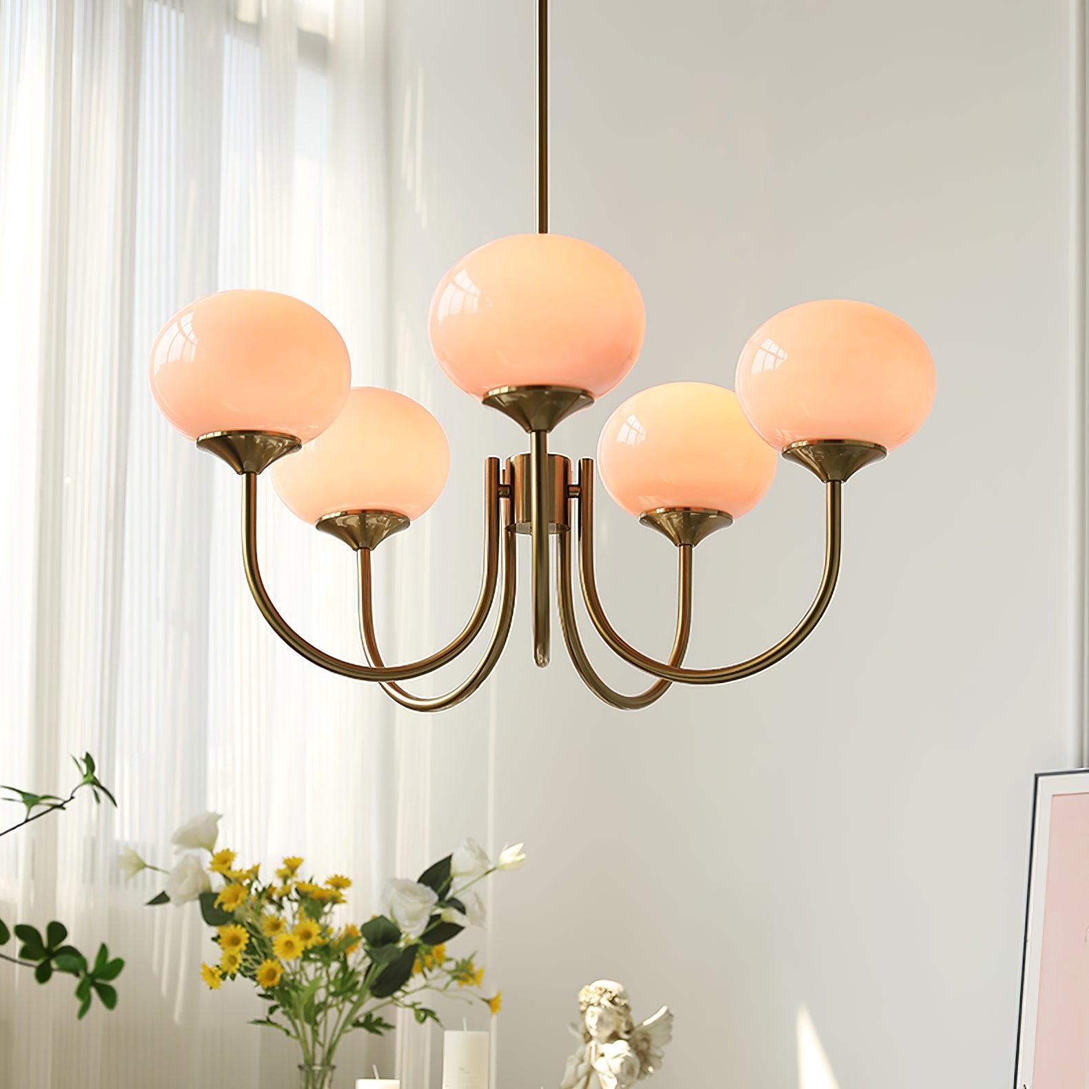 Lustre moderne Jonas en Fer, Métal, Verre Chrome et blanc