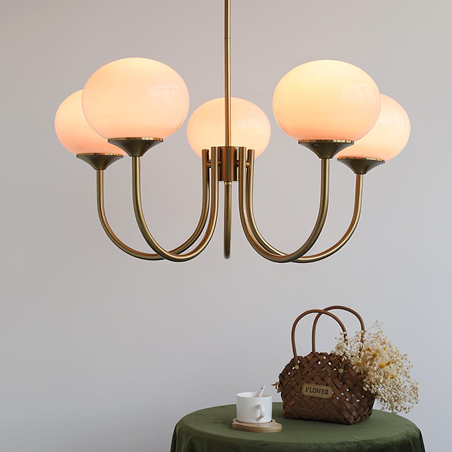 Lustre moderne Jonas en Fer, Métal, Verre Chrome et crème