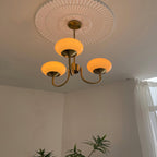 Lustre moderne Jonas en Fer, Métal, Verre Cuivre et crème